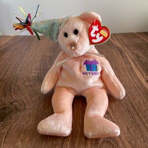 3 FOR $25: Authentic TY Beanie Babies October Hat Birthday Bear, 2002. NWT